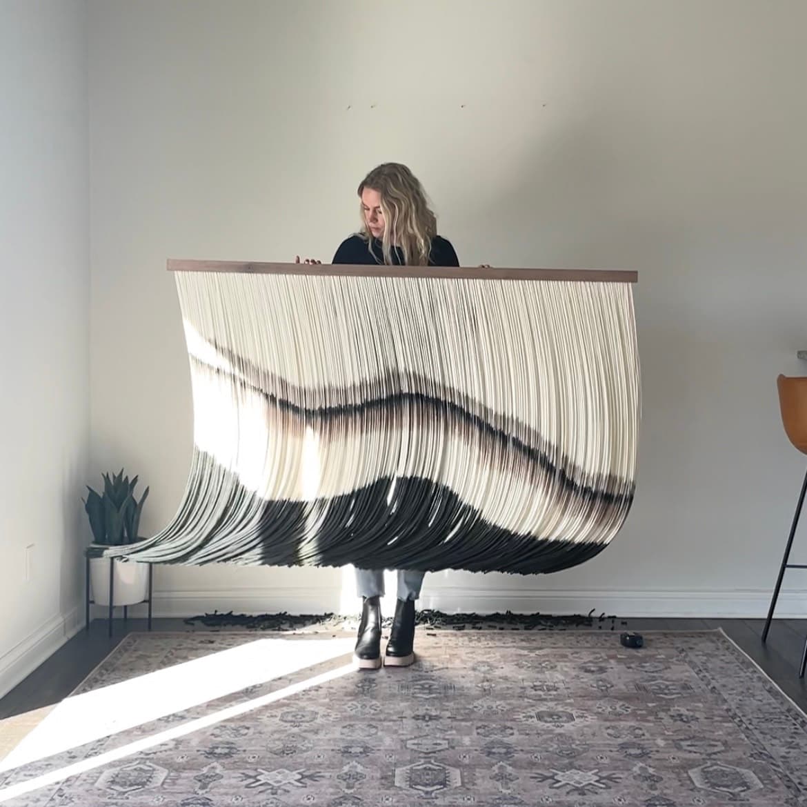 Bad Scandi fiber art piece showcasing natural textures and earth tones